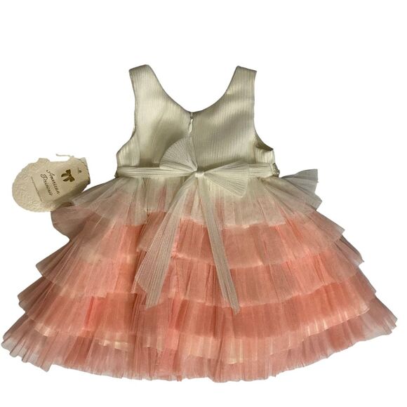 American Princess Formal Tulle Dress w/ Under Pants Size 9M Ivory and Peach - Picture 2 of 6